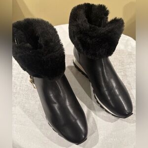 DKNY Black Faux Fur Winter Boots